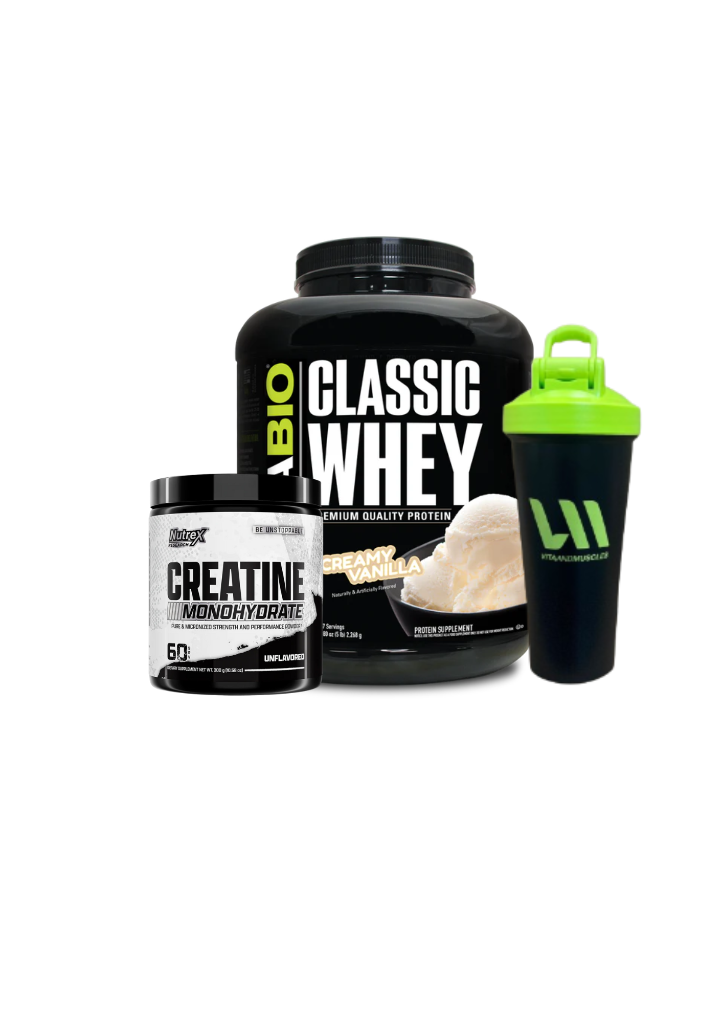Classic Whey 5lbs + Creatina Nutrex 300 grs + Shaker VM