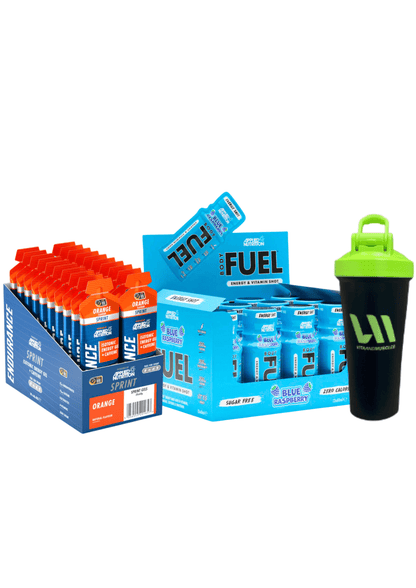 Runner Pack Endurance: 20 geles + 12 Shot Body fuel  + shaker vm