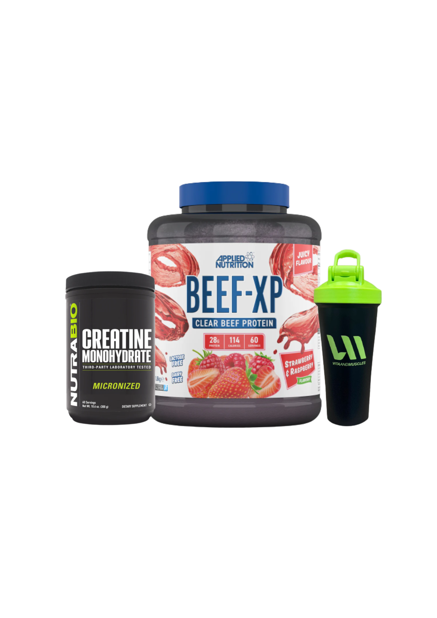 Beef XP Applied Nutrition 1.8 KG + Creatina NB 300 grs + Shaker V&M