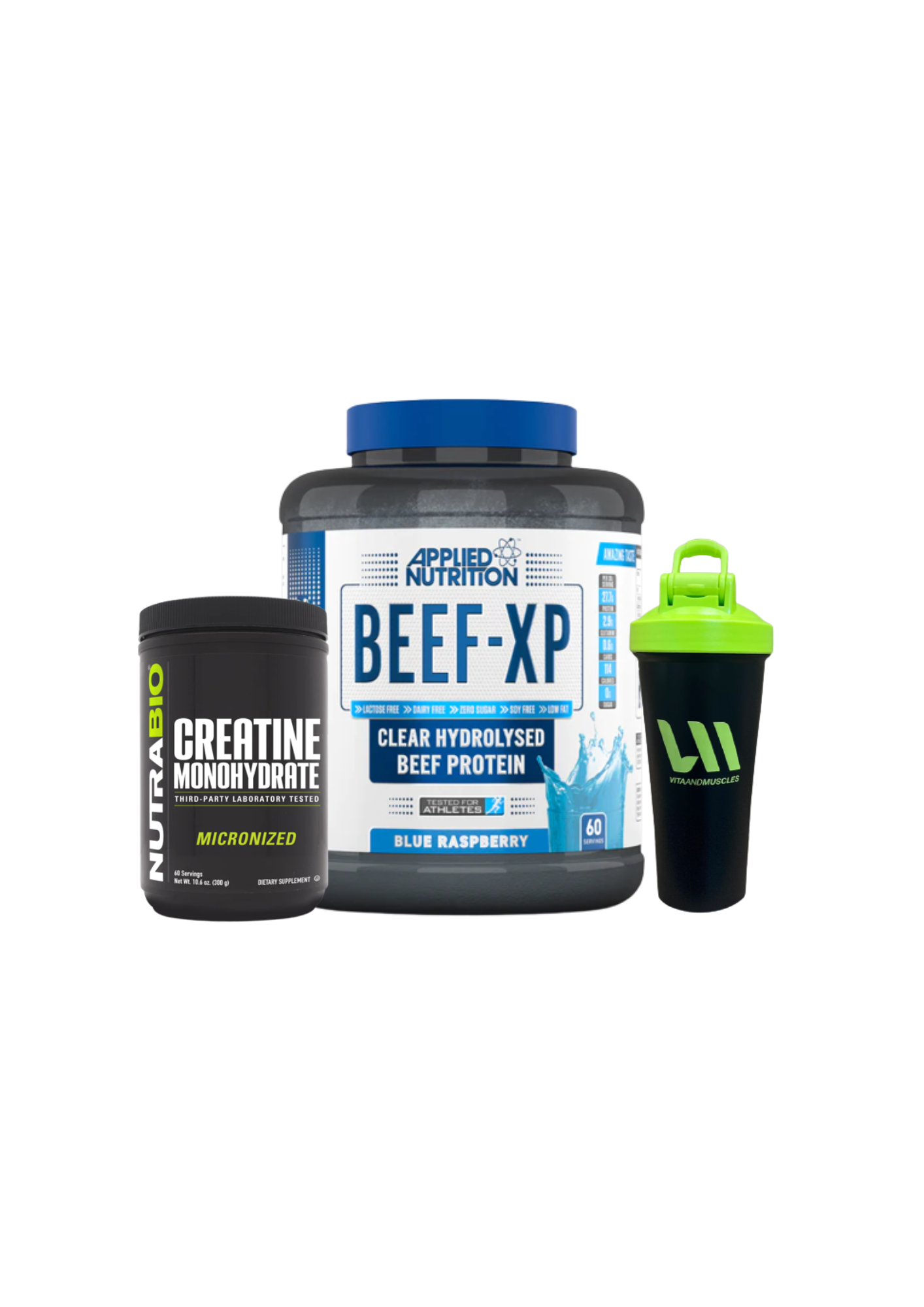 Beef XP Applied Nutrition 1.8 KG + Creatina NB 300 grs + Shaker V&M