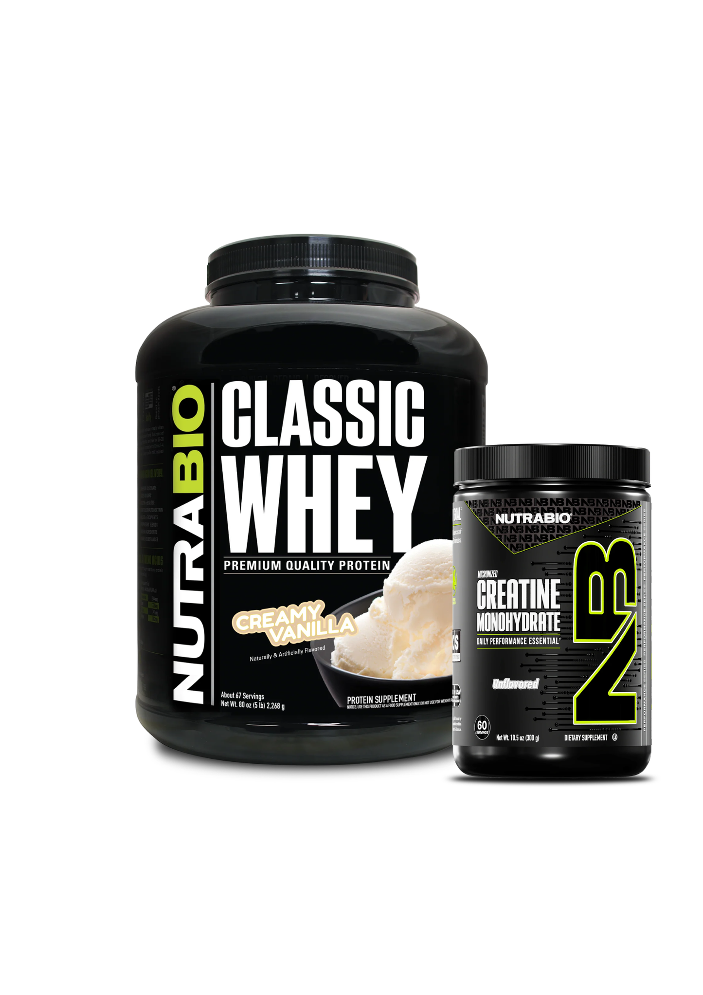Proteina Nutrabio 5 lbs + Creatina 300 grs + Shaker VM